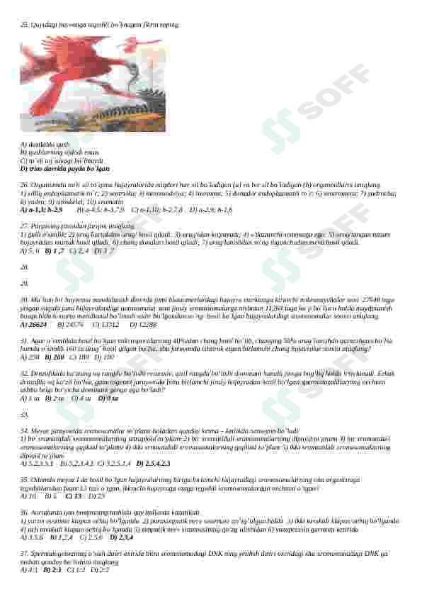 BIOLOGIY FANIDAN TESTLAR TO'PLAMI (JAVOBLI) 3