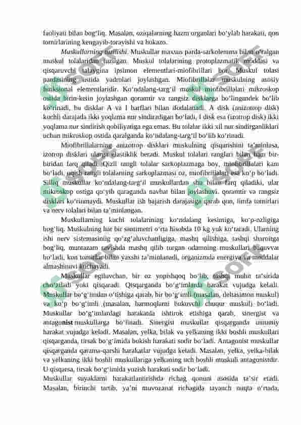 Muskullar, ularning umumiy tuzilishi va yosh xususiyatlari 3