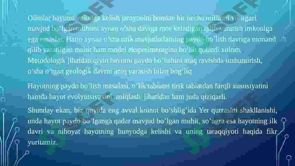 Yerda Hayotning paydo bo’lishi 3