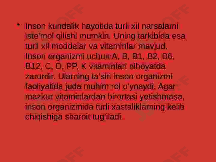 Organizmning vitaminlar bilan ta’minlanganligini oʻrganish 3