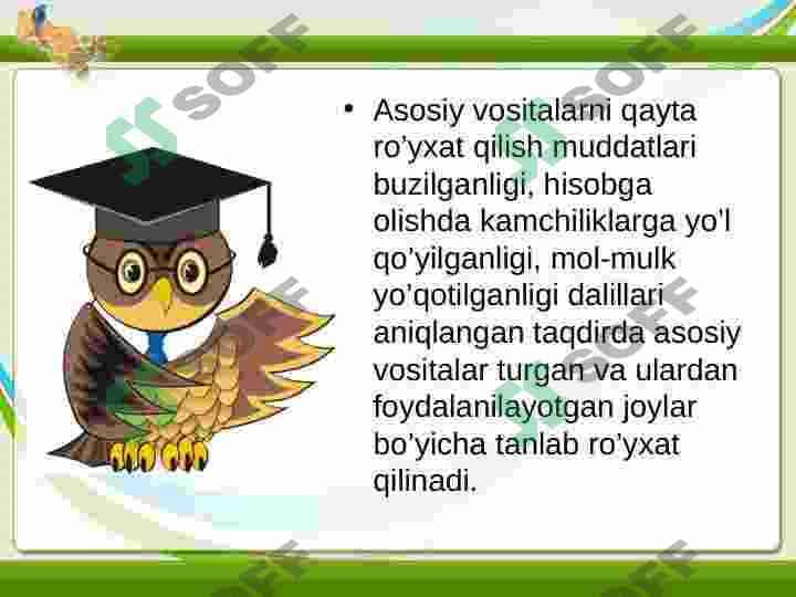 Asosiy vositalar ta'mirini hisobga olish 3