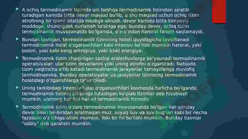 Ochiq tizimlar termodinamikasi 3