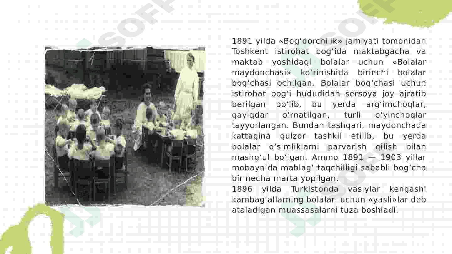 O’zbekiston Respublikasidagi bog’chalar tarixi 3
