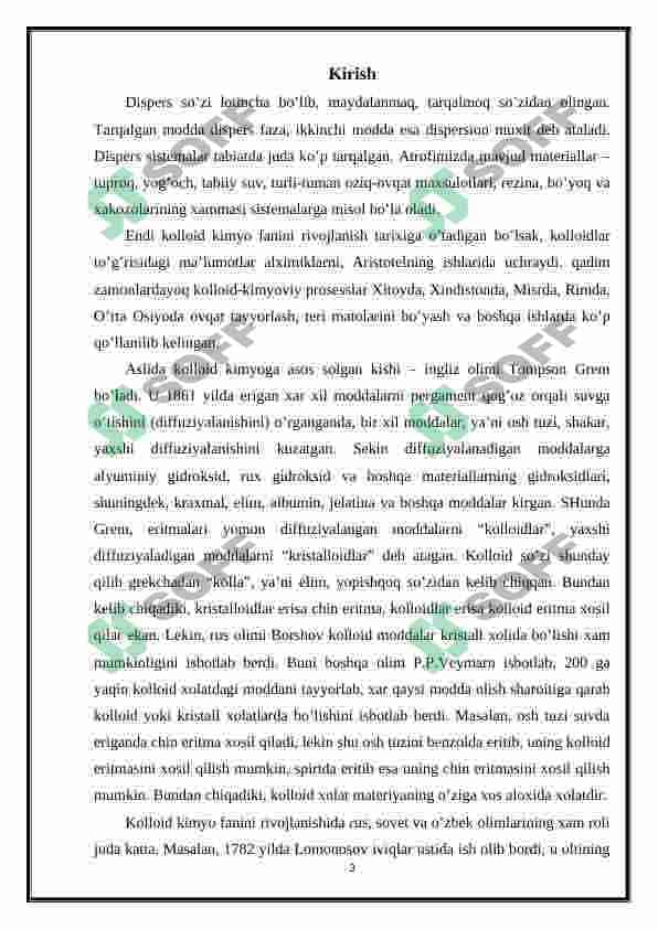 Yuqori dispersli sistemalarning o'ziga xos xususiyatlari 3