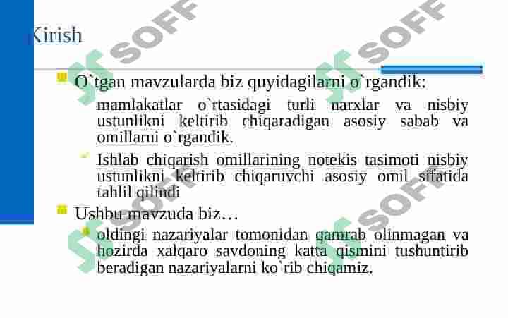 XALQARO SAVDO NAZARIYALARI 3
