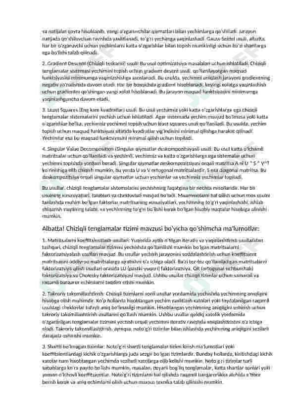 Chiziqli tenglamalar sistemasini taqriban yechish va dasturini tuzish 3