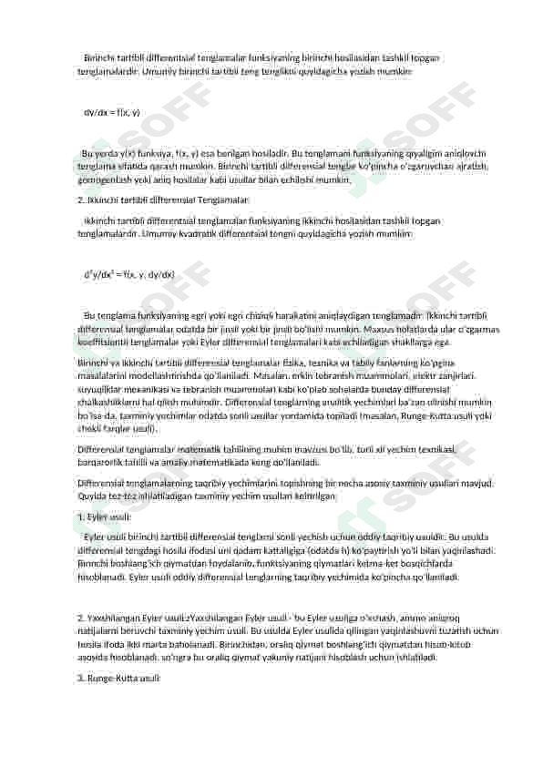 Differinsial tenglamalarni taqriban yechish va dasturini tuzish 3