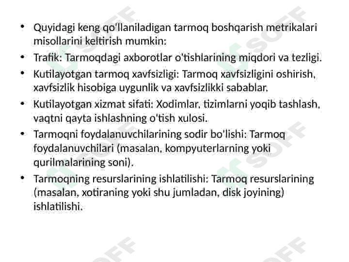Tarmoqni boshqarish metrikalari 3