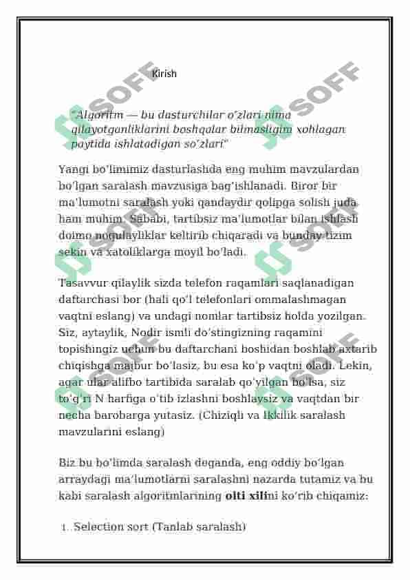 Saralash turlari va algoritmlar samaradorligi 3