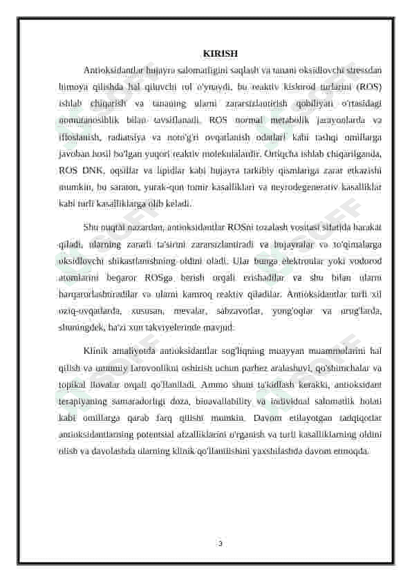 ANTIOKSIDANTLAR. ULARNING KLINIKADA QO'LLANILISHI 3