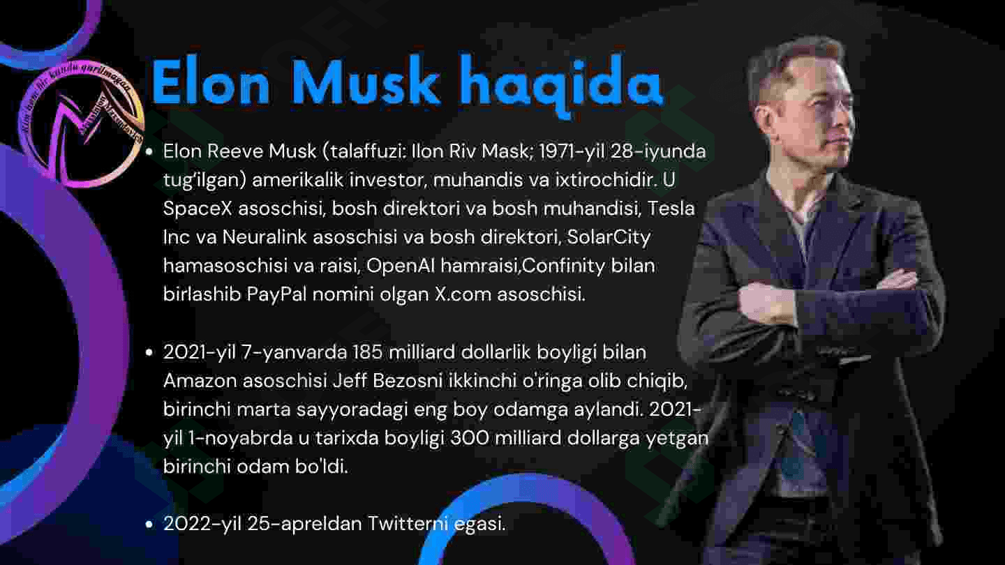 Elon Muskning muvaffaqiyatli loyihalari 3