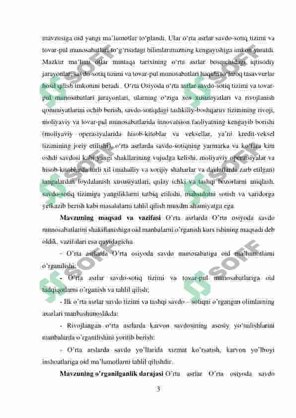 Órta asrlar savdo aloqalari manbalari 3