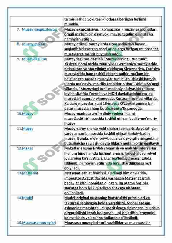 Muzeyshunoslik fani bo'yicha glossariy 3