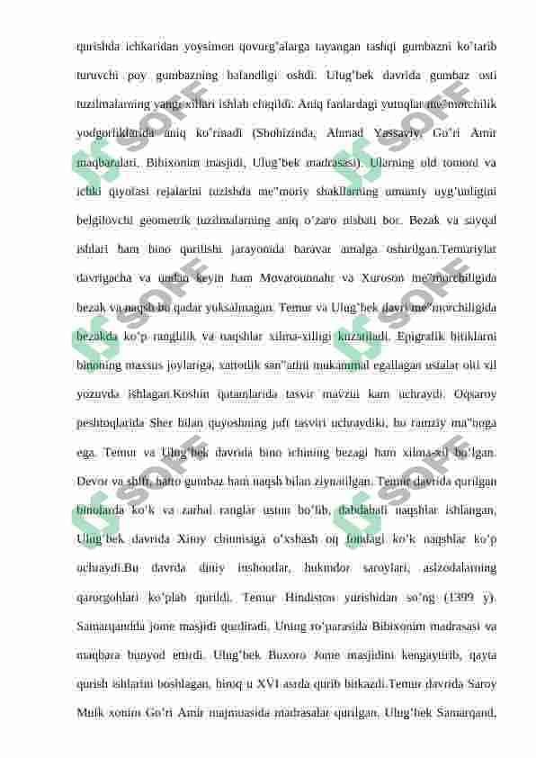 Temur va temuriylar davri me’moriy yodgorliklari tarixi 3
