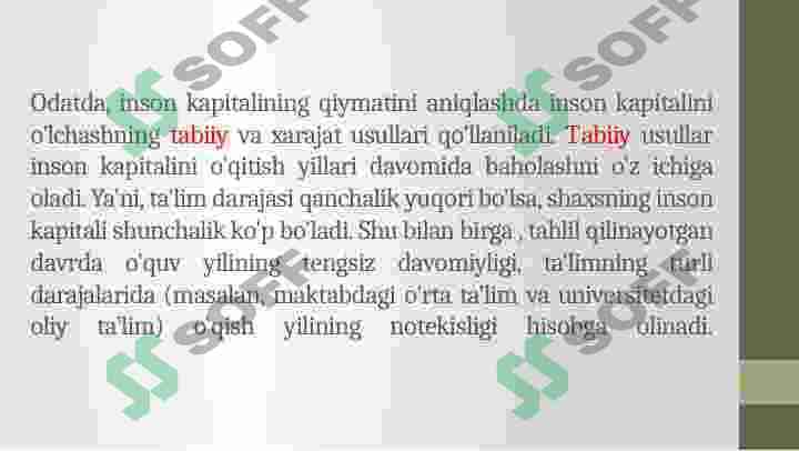 INSON KAPITALIGA SARMOYA KIRITISH YO’NALISHLARI 3