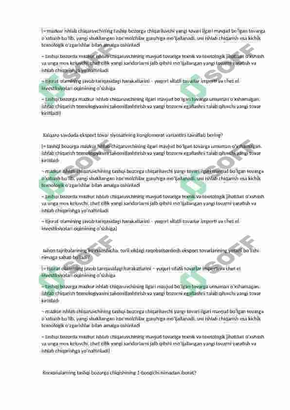Tashqi iqtisodiy faoliyat testlar 3