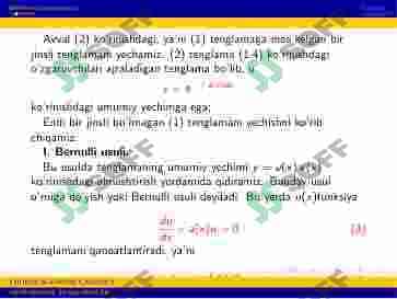 Chiziqli differensial tenglamalar va uni yechishning Lagranj va Bernulli usullar 3