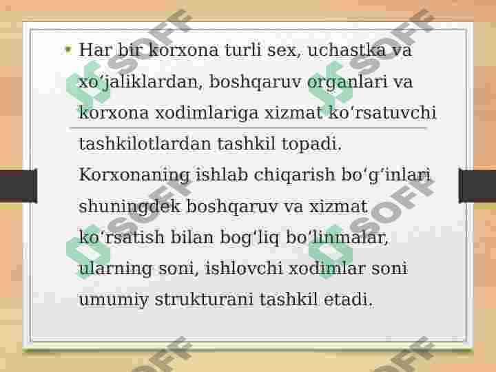 Korxona tuzilmasi va uni belgilovchi omillar 3
