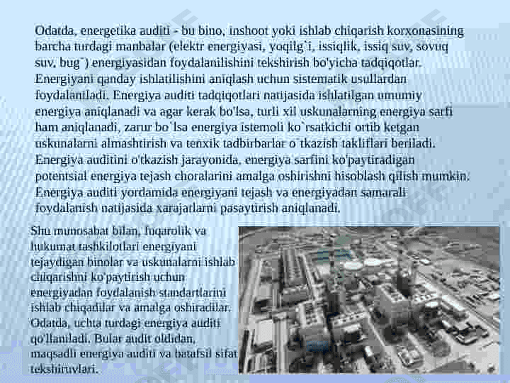Sanoat korxonalari elektr taminot tizimida energetik audit 3