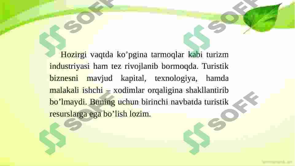 Mintaqalarning turistik resurlarini tasniflash usullari 3