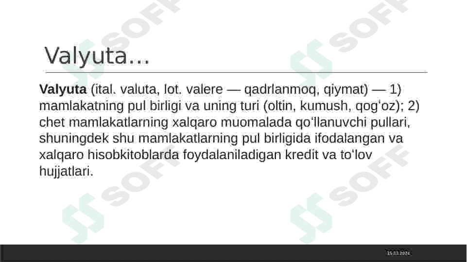 Jahon valyuta tizimi va elementlari. 3