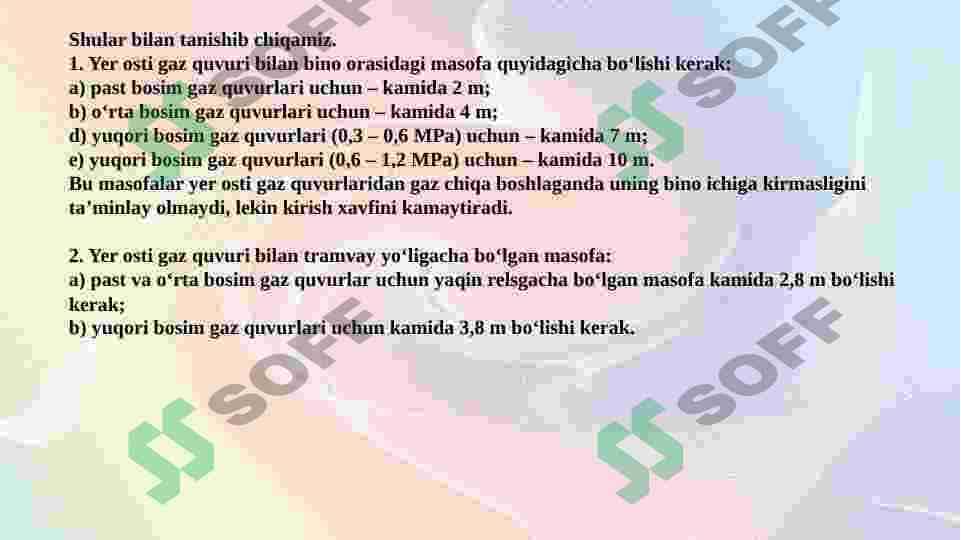 Yer osti gaz quvurlarining ko’chada joylashishi 3