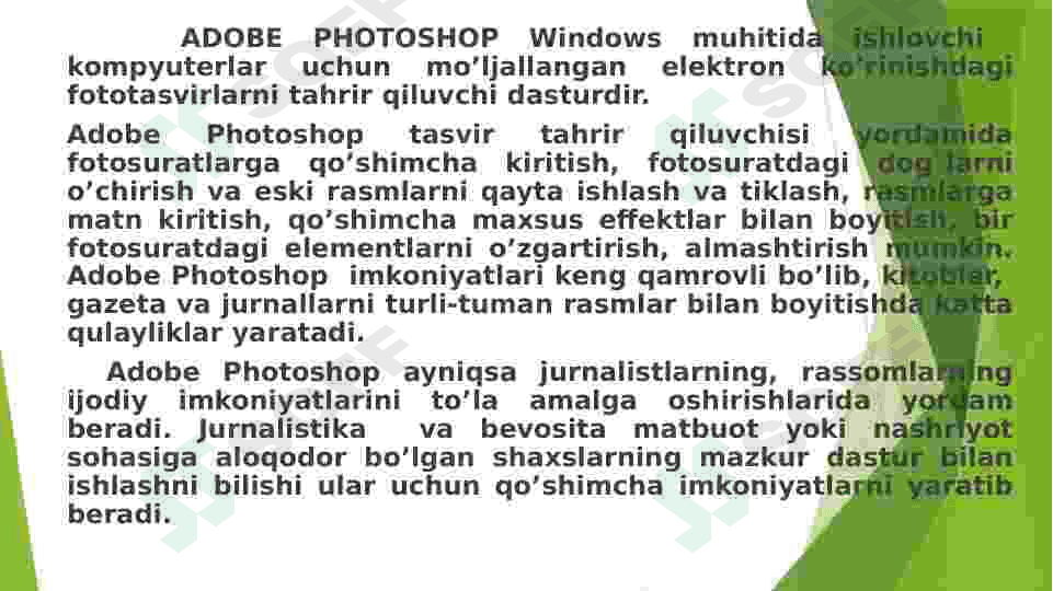 Adobe Photoshop dasturida tasvirlarni qayta ishlash. 3