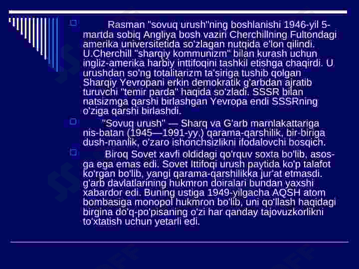 IKKINCHI JAHON URUSHIDAN SO'NG XALQARO MUNOSABATLAR. 3