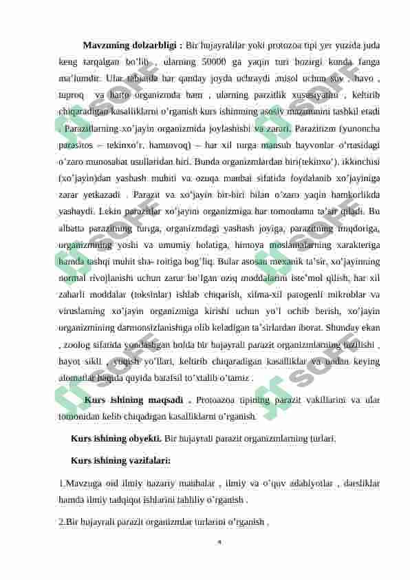 BIR HUJAYRALI PARAZITLAR VA ULARNI O’RGANISH 3