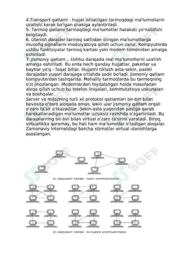 Kompyuter tarmoqlarining tuzulishi va qo’llanilishi Ma’lumotlarni almashish jarayonining xarakteristikasi.Ma’lumotlar almashishning apparat ta’minoti Lokal tarmoq topologiyasi 3