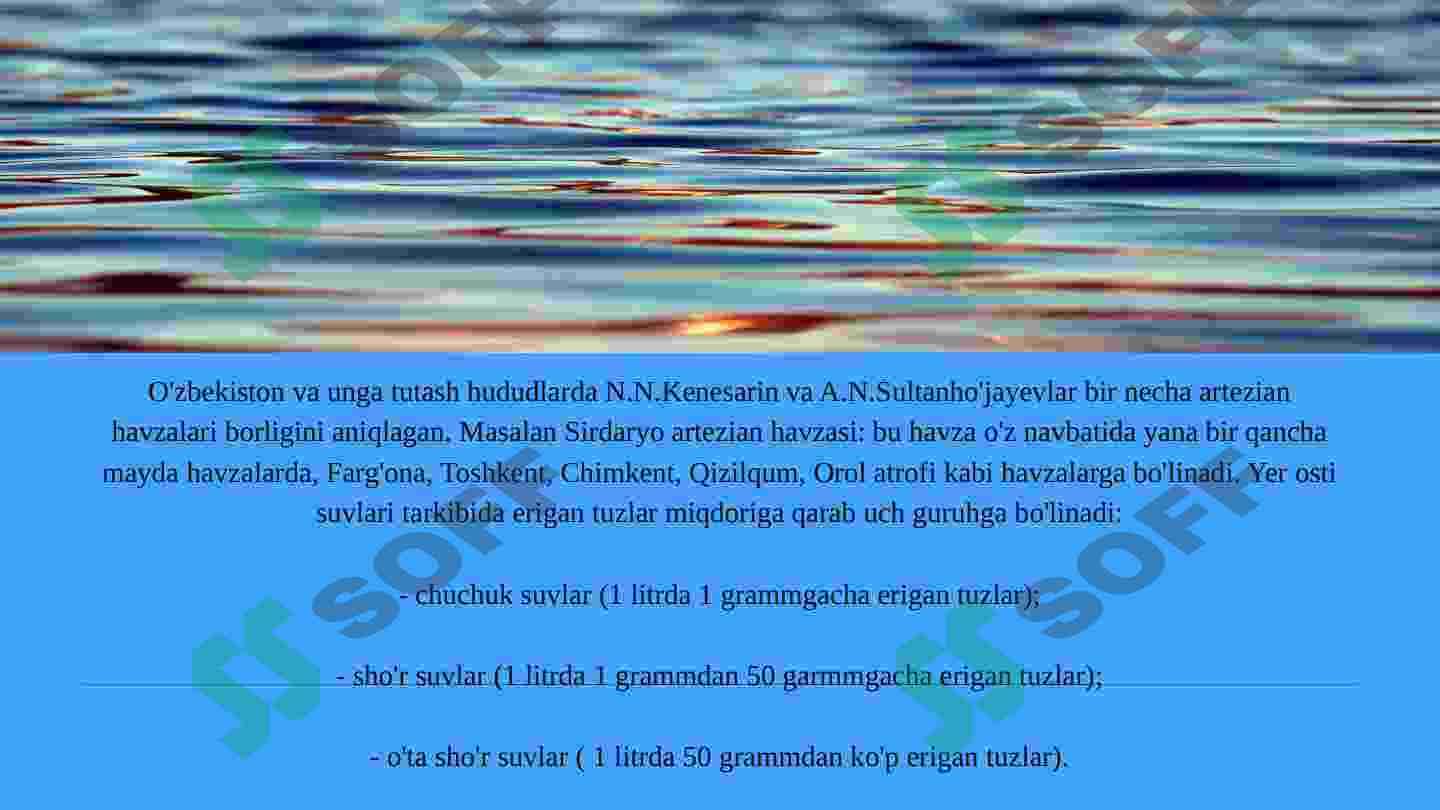 Yer osti suvlari va ulardan oqilona foydalanish. 3