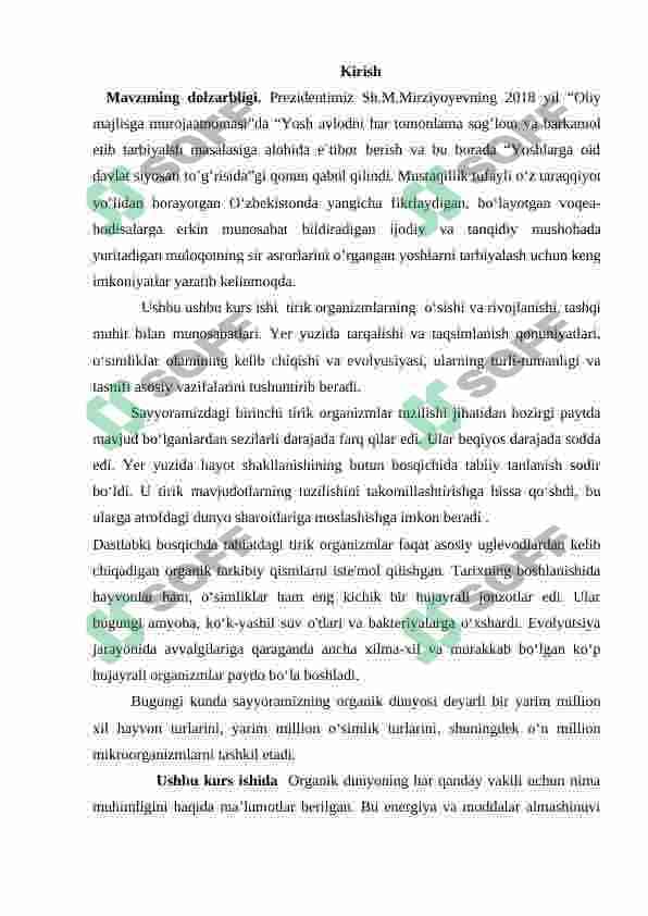 tirik organizmlarning gorizontal va vertikal o'zgarish 3
