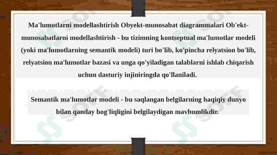 Obyektning semantik modellar asosida va bir biri bilan taqqoslash 3