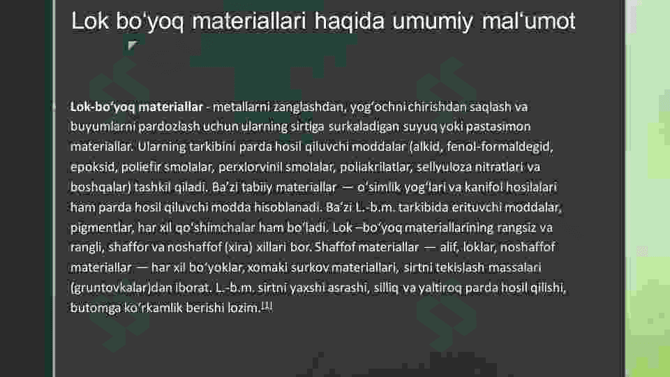 Lok bo‘yoq materiallari haqida umumiy malumot 3