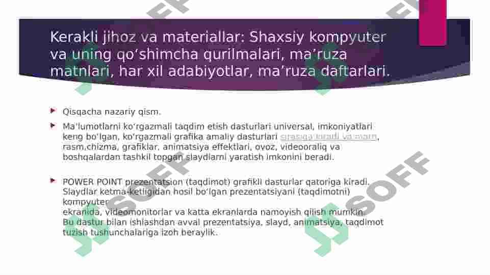 Taqdimotlar yaratish instrumental vositalari. 3