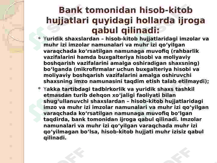 Banklar buxgalteriyasi Naqt pullarni qabul qilish 3