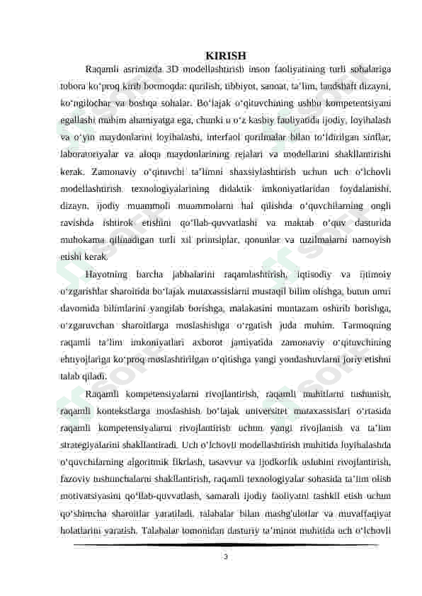 Sketch Up dasturida uch oʻlchovli obyektlar yaratish 3