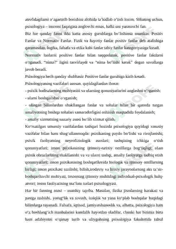 Psixologiya fanining rivojlanish tarixi va hozirgi holati 3
