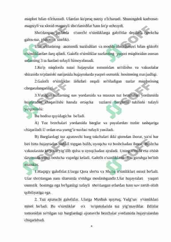 O'simliklarning sho'rlanishga chidamliligi 3