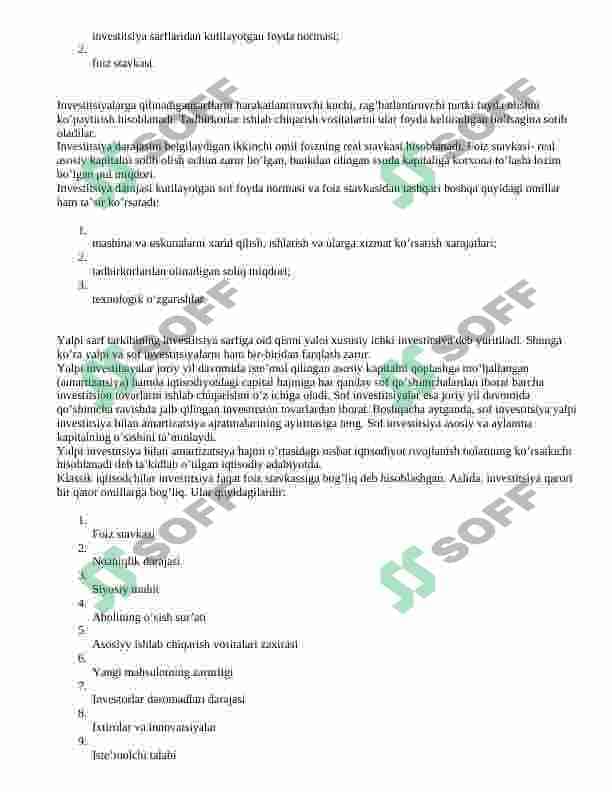 investitsiya funksiyalari va omillari 3