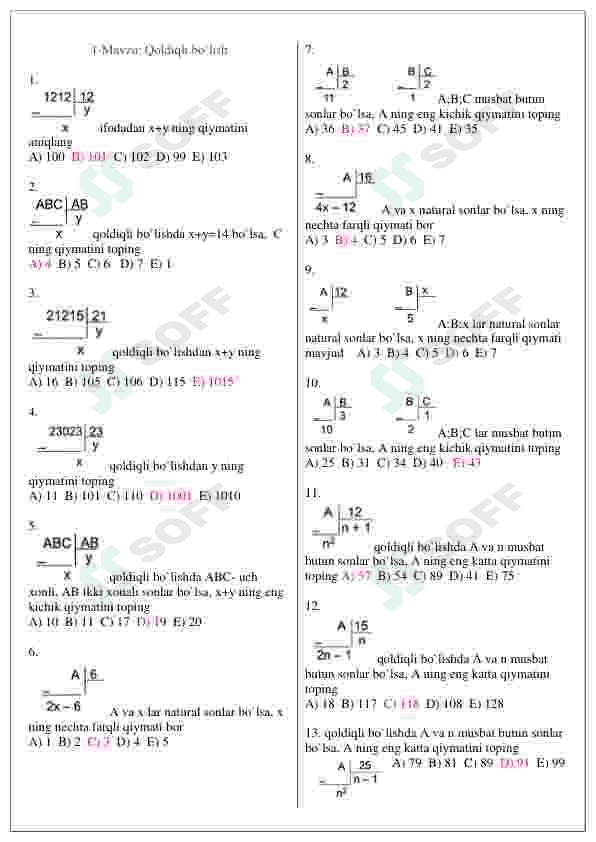 Matematika fanidan murakkab 2050 ta testlar / Abituriyentlar uchun 3