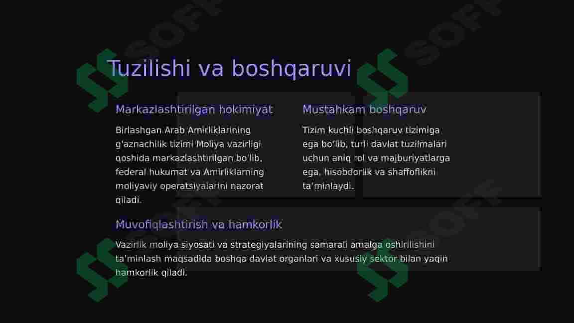 Birlashgan arab amirliklarining g’aznachilik tizmi haqida. BAA 3