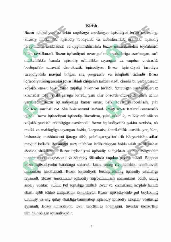Bozor iqtisodiyotining mazmuni va unga o’tish yo’llari 3