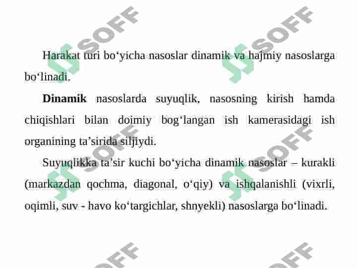 Nasoslar va ularni ishlash prinsipi bo'yicha tasniflash 3