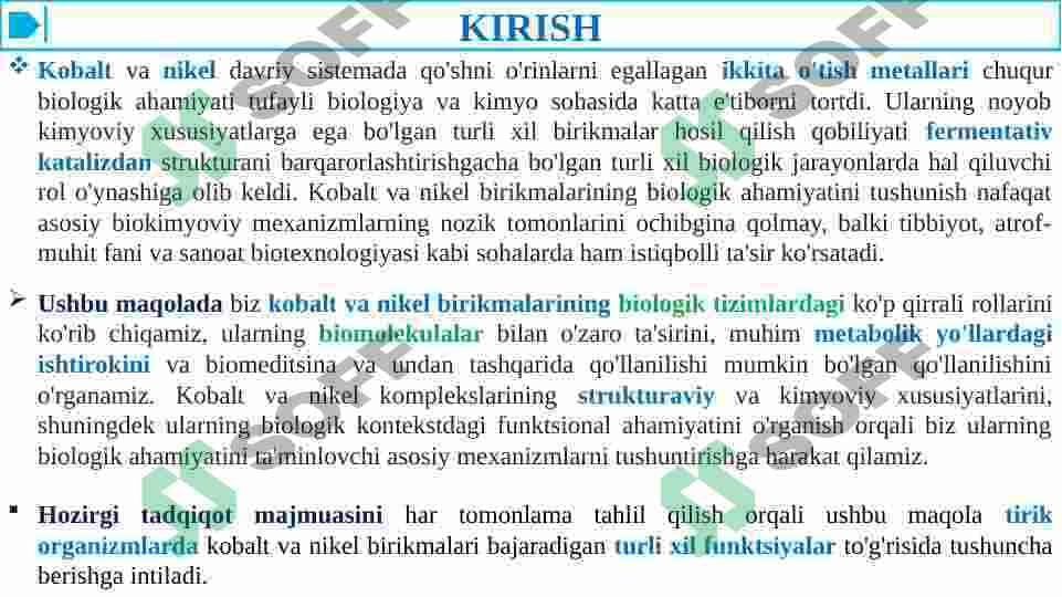 KOBALT. NIKEL BIRIKMALARINING BIOLOGIK AHAMIYATI 3