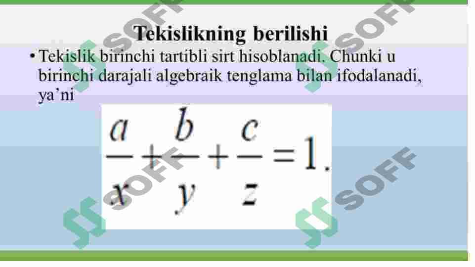 Tekislik. Tekislikning epyurda berilishi 3