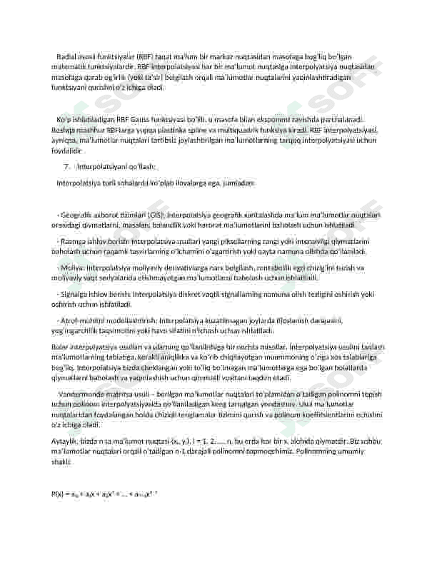 Interpoliatsiyalash masalasini yechish va dasturini tuzish 3
