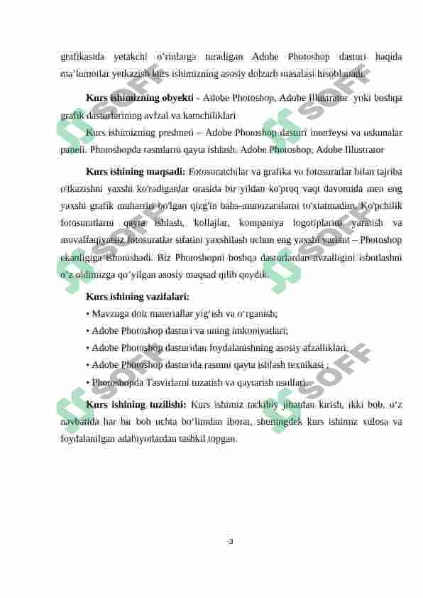 Adobe Photoshop, Adobe Illustrator  yoki boshqa grafik dasturlarining avfzal va kamchiliklari 3