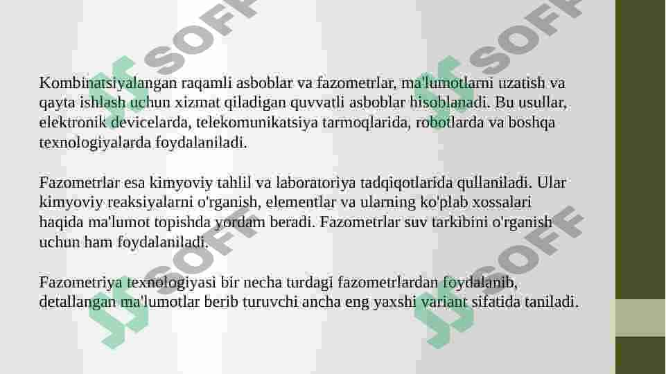 Kombinatsiyalangan raqamli asboblar. Fazometrlar 3