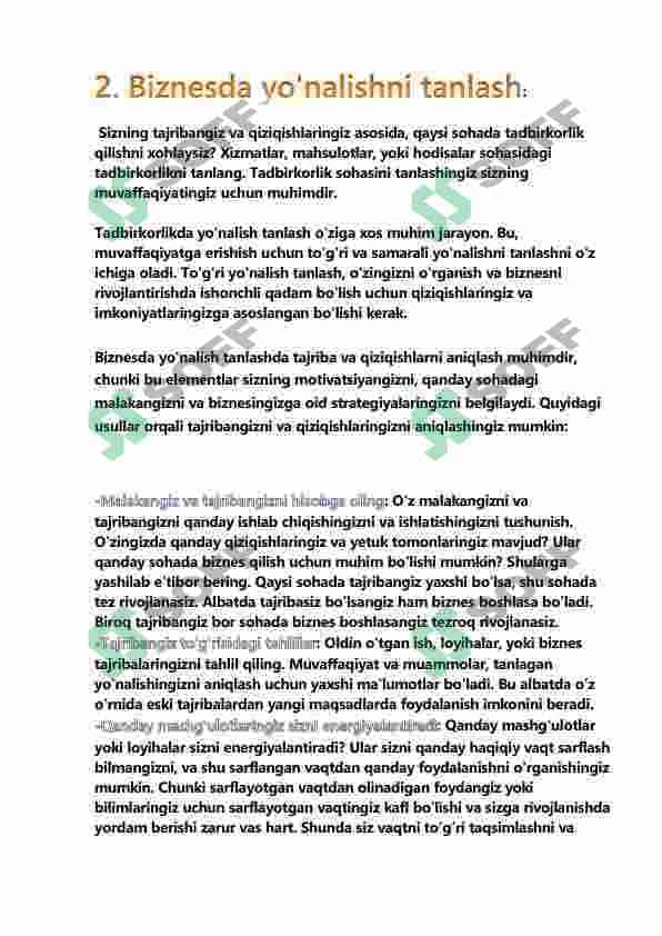 (0)Noldan Biznes Boshlash 4